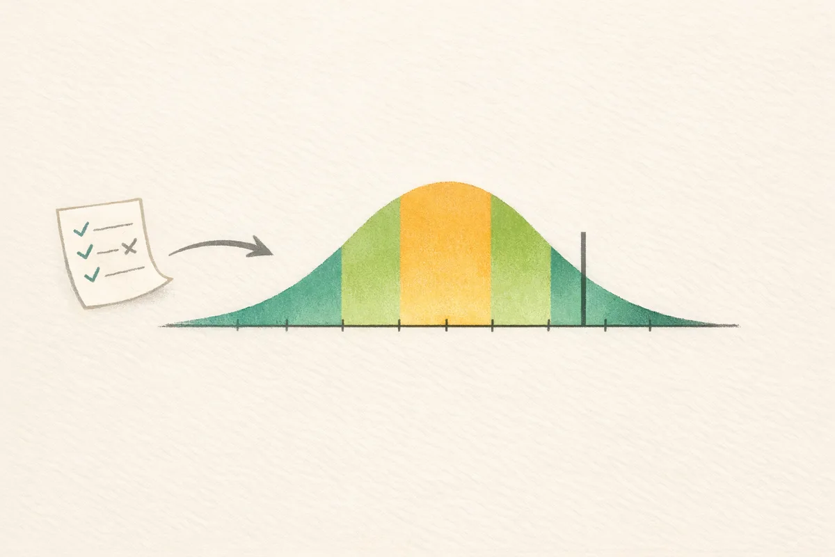 Illustration of a practice mark beside a reference curve